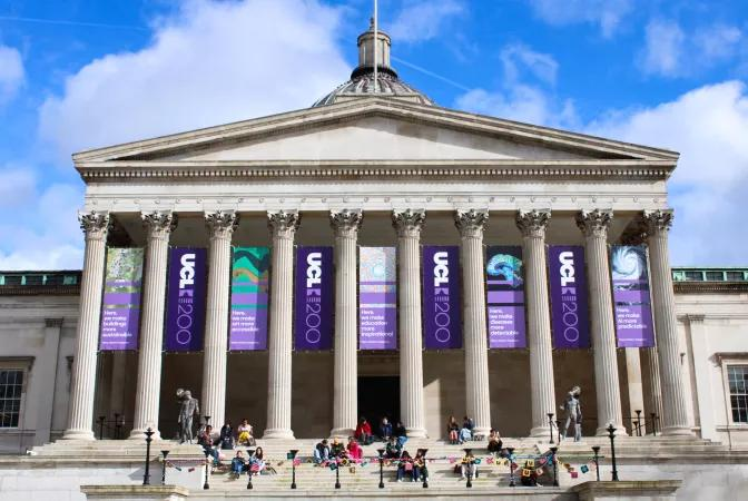 The neoclassical main entrance of University College London